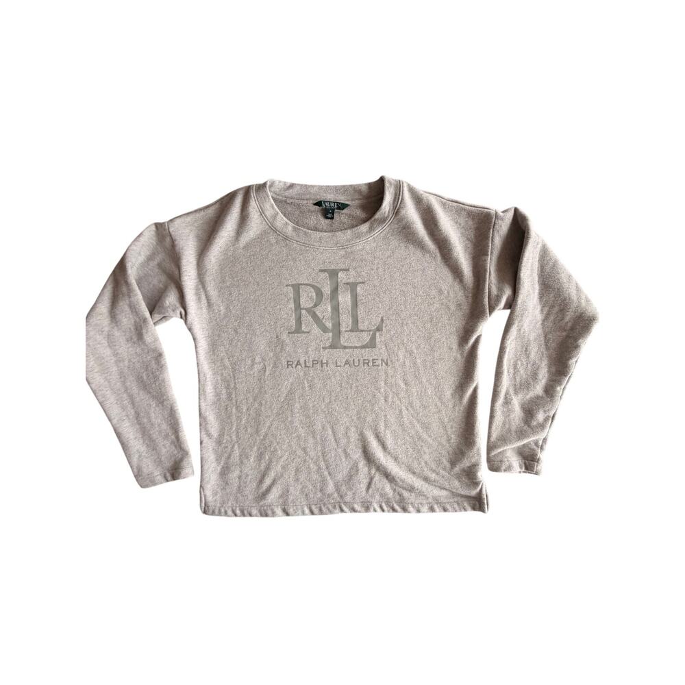 Lauren Ralph Lauren Gray Sweatshirt Large Logo boxy fit Small